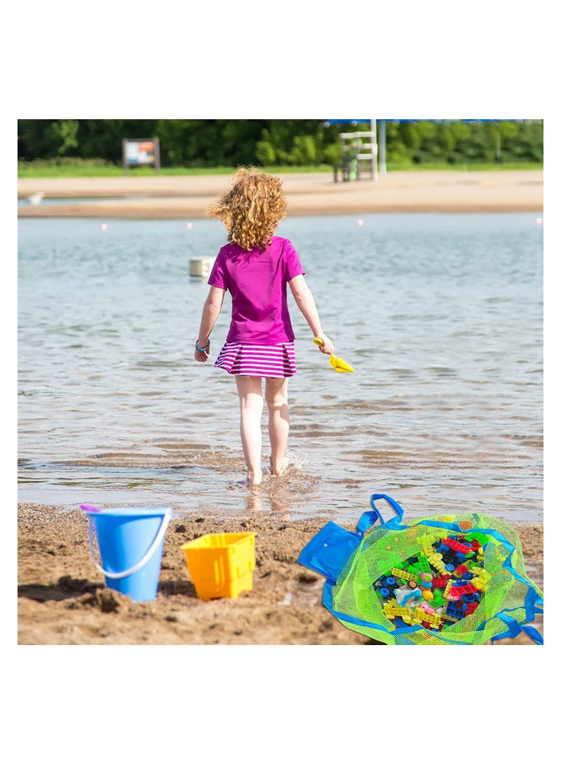 حقيبتان شبكيتان للتسوق على الشاطئ قابلة للطي، حقيبة كبيرة من الشبك، حقيبة تخزين للألعاب للأطفال، تخزين ألعاب الرمال والمناشف، تبقى بعيدة عن الرمال والماء أثناء السفر إلى البرك والشواطئ، 45 سم × 45 سم. - Image 4