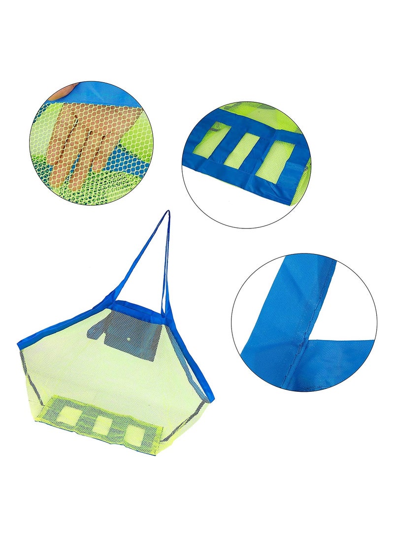 حقيبتان شبكيتان للتسوق على الشاطئ قابلة للطي، حقيبة كبيرة من الشبك، حقيبة تخزين للألعاب للأطفال، تخزين ألعاب الرمال والمناشف، تبقى بعيدة عن الرمال والماء أثناء السفر إلى البرك والشواطئ، 45 سم × 45 سم. - Image 5