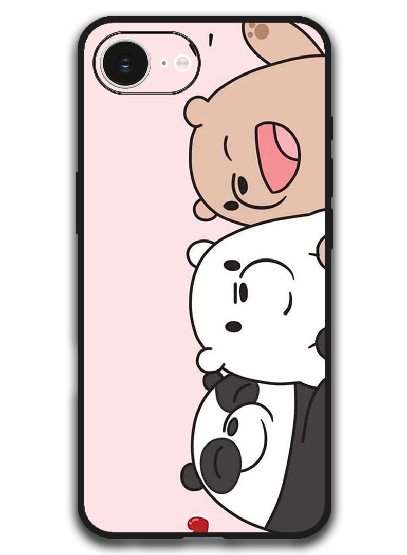 Theodor Case Compatible with Apple iPhone 16e 6.1 Inch Protection Shockproof Bumper Cover - Three Friends Panda - Image 1