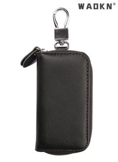WAOKN PU Leather Car Key Case Car Smart Key Chain Coin Holder Smart Key Holder Protection Car key Chain Bag Auto Remote Keyring Wallet Key Wallet Card Wallet Leather Wallet Black  - Image 1