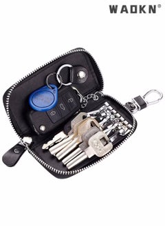 WAOKN PU Leather Car Key Case Car Smart Key Chain Coin Holder Smart Key Holder Protection Car key Chain Bag Auto Remote Keyring Wallet Key Wallet Card Wallet Leather Wallet Black  - Image 4