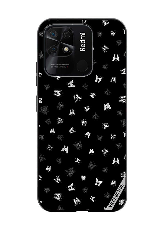 VR CREATIVE Protective Case Cover For Xiaomi Redmi 10C Butterfly Black And White Design Multicolour - Image 1
