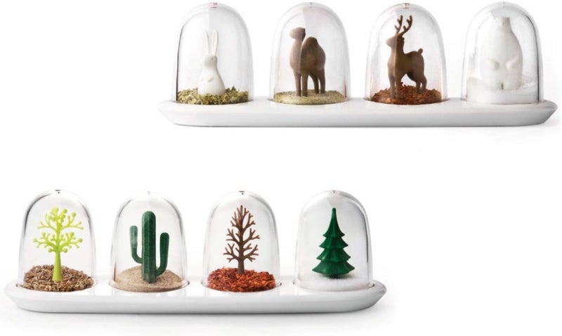 TabEnter Kitchen Seasoning Jar with Tray, Four Seasons & Animal Parade Design, 4 in 1 Shaker - Image 1