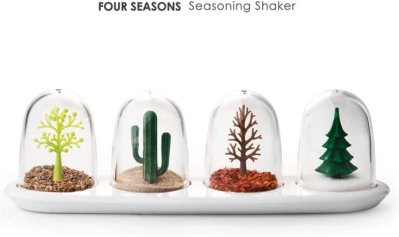 TabEnter Kitchen Seasoning Jar with Tray, Four Seasons & Animal Parade Design, 4 in 1 Shaker - Image 2