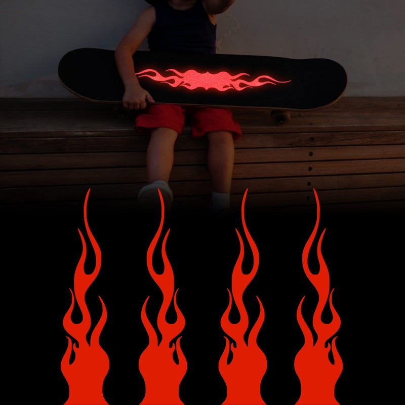 ملصق لهب عاكس 78 من TOMALL 4 قطع لسيارة فينيل سباق رياضي شريط لهب لسيارات جولف والمركبات خارج الطريق والدراجات النارية والدراجات واللوحات المحمولة والديكور الشخصي أحمر