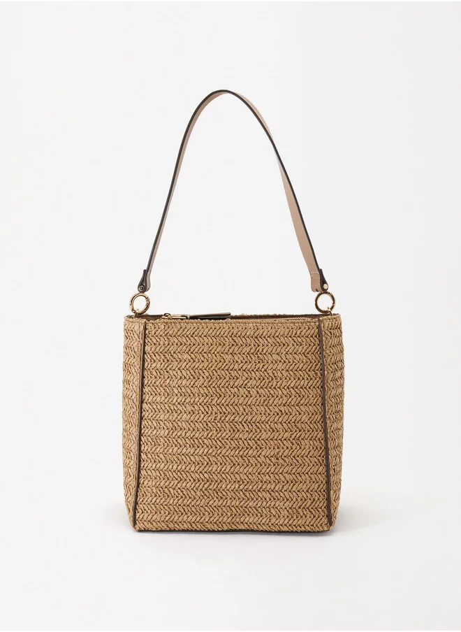 PARFOIS Straw-Effect Shoulder Bag