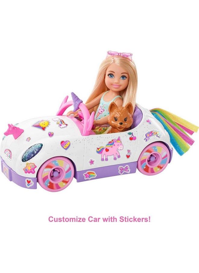Barbie دُمية نادي تشيلسي (6 إنش شقراء) مع سيارة ذات ط-theme قوس قزح مفتوحة، جرو، ورقة ملصقات وإكسسوارات، هدية للأعمار من 3 سنوات وما فوق  - Image 4