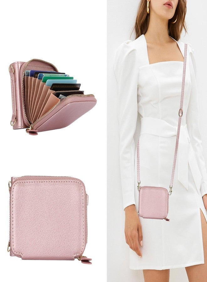 أسو ويش جراب هاتف Asuwish لهاتف سامسونج جالاكسي زد فليب 6 5G 2024، غطاء محفظة مع حامل بطاقات ائتمان، فتحة بسحاب، حزام كتف، حبل، حماية من تقنية RFID، محفظة هاتف ZFlip6 Z6 G Flip6 6Z، للنساء والرجال والفتيات، لون ذهبي وردي - Image 3