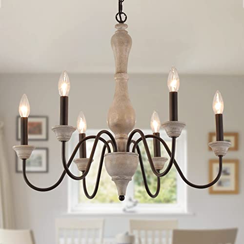 MEIXISUE French Country Chandelier,Farmhouse Vintage Antique Chandelier Pendant Light Fixtures for Kitchen Island Dining Room Living Room Foyer Entryway Office UL Listed - Image 1