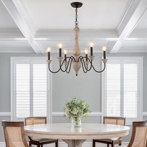 MEIXISUE French Country Chandelier,Farmhouse Vintage Antique Chandelier Pendant Light Fixtures for Kitchen Island Dining Room Living Room Foyer Entryway Office UL Listed - Image 5