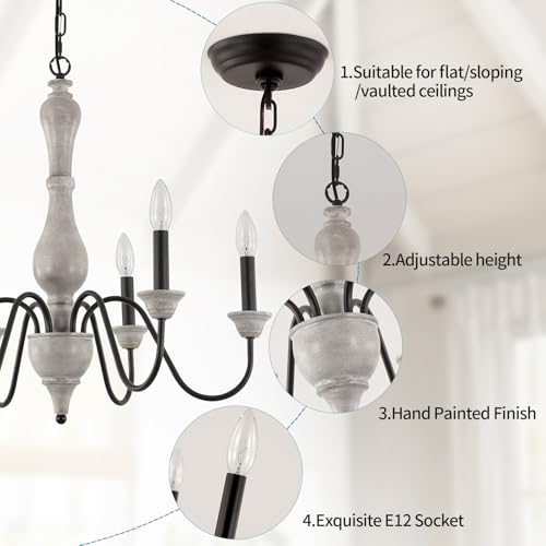 MEIXISUE French Country Chandelier,Farmhouse Vintage Antique Chandelier Pendant Light Fixtures for Kitchen Island Dining Room Living Room Foyer Entryway Office UL Listed - Image 3