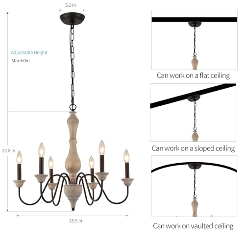 MEIXISUE French Country Chandelier,Farmhouse Vintage Antique Chandelier Pendant Light Fixtures for Kitchen Island Dining Room Living Room Foyer Entryway Office UL Listed - Image 4