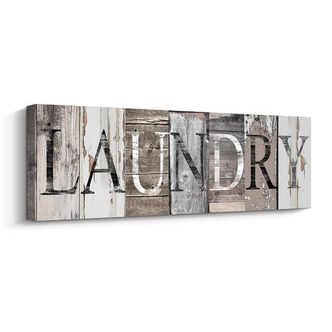 LAUNDRY ROOM DECOR CANVAS WALL ART PRINTS FOR ROOMS WITH SOLID WOOD INNER FRAME LAUNDRY 6 X 17 INCH