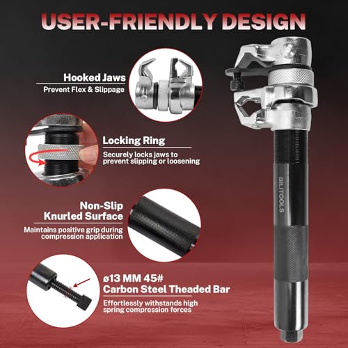 BILITOOLS 2-Piece Coil Spring Compressor Tool Heavy Duty Macpherson Strut Spring Compression Set with Safety Jaws and Holder, Max Load.2645LB - Image 5