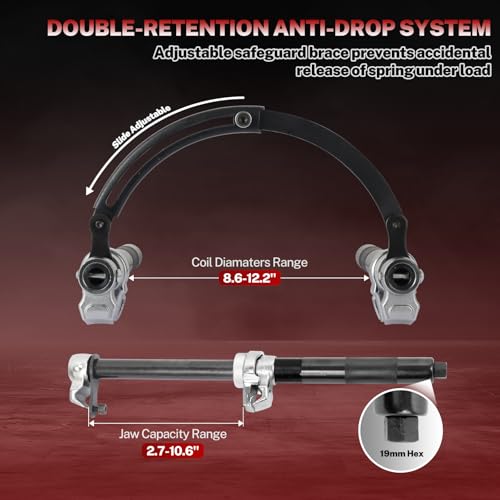BILITOOLS 2-Piece Coil Spring Compressor Tool Heavy Duty Macpherson Strut Spring Compression Set with Safety Jaws and Holder, Max Load.2645LB - Image 4