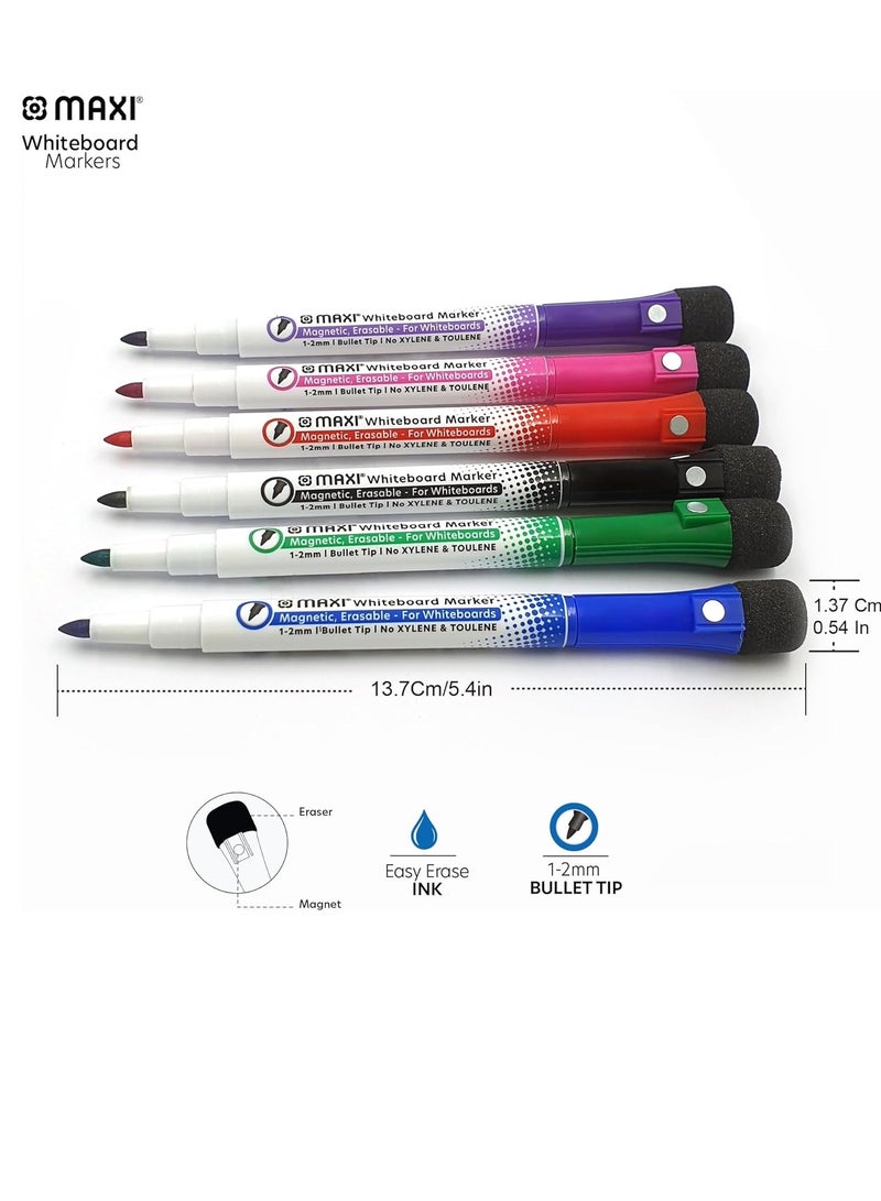 Maxi مجموعة أقلام سبورة بيضاء مغناطيسية مكونة من 6 قطع مع ممحاة - Image 2