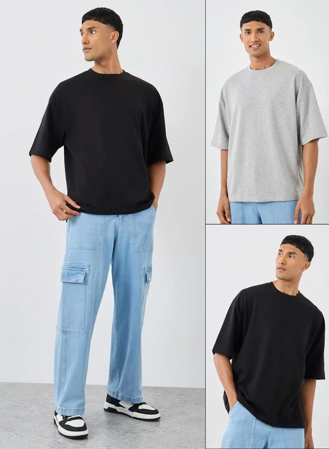 Pack of 2 - Cotton Terry Boxy Crew Neck T-Shirt