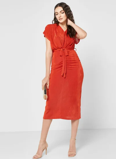 ELLA Tie-Waist Ruched Dress