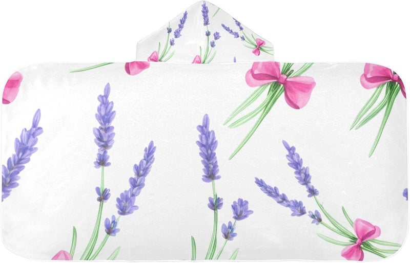 xigua Lavender Sprigs Kids Hooded Bath Towel, Ultra Absorbent Beach Towel Wrap with Hood for Babies, Toddlers, Kids, Soft Kids' Shower Towels for Boys Girls Swim, 50 x 23.5 Inch - Image 1