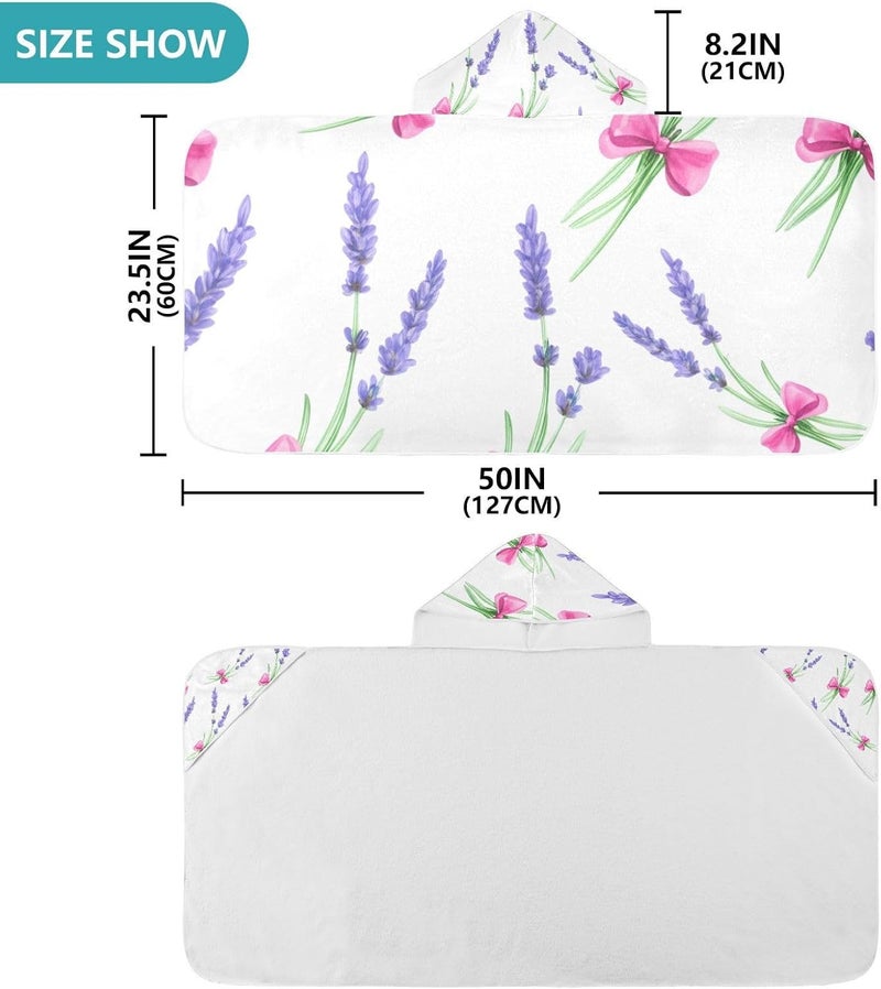 xigua Lavender Sprigs Kids Hooded Bath Towel, Ultra Absorbent Beach Towel Wrap with Hood for Babies, Toddlers, Kids, Soft Kids' Shower Towels for Boys Girls Swim, 50 x 23.5 Inch - Image 3