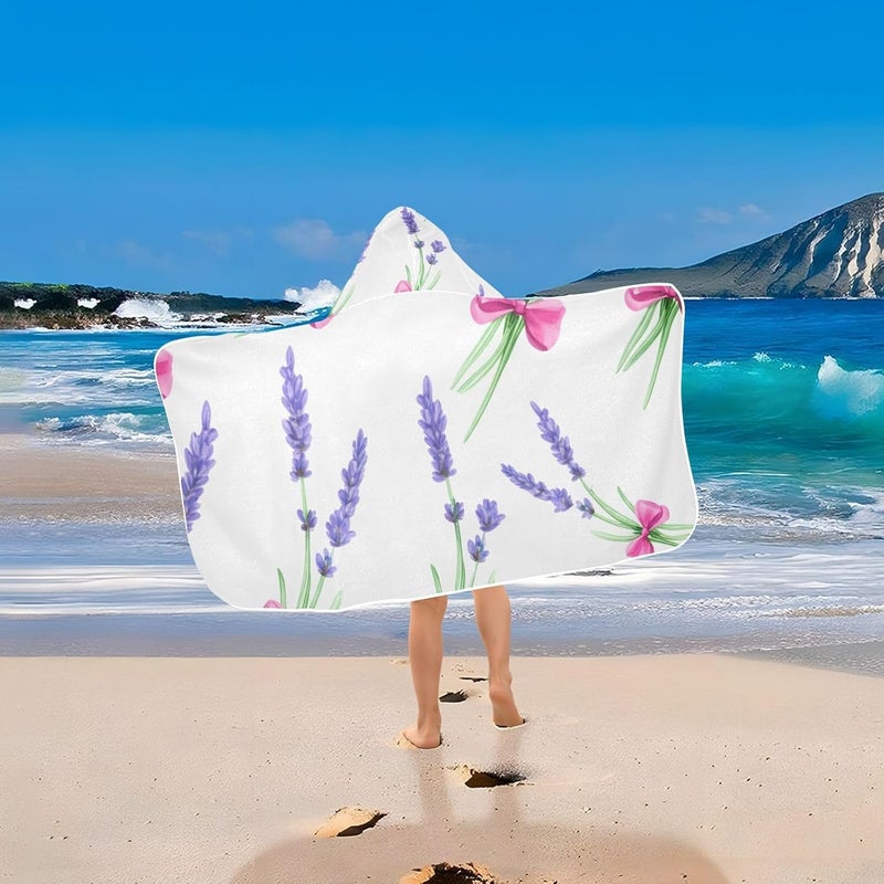 xigua Lavender Sprigs Kids Hooded Bath Towel, Ultra Absorbent Beach Towel Wrap with Hood for Babies, Toddlers, Kids, Soft Kids' Shower Towels for Boys Girls Swim, 50 x 23.5 Inch - Image 5