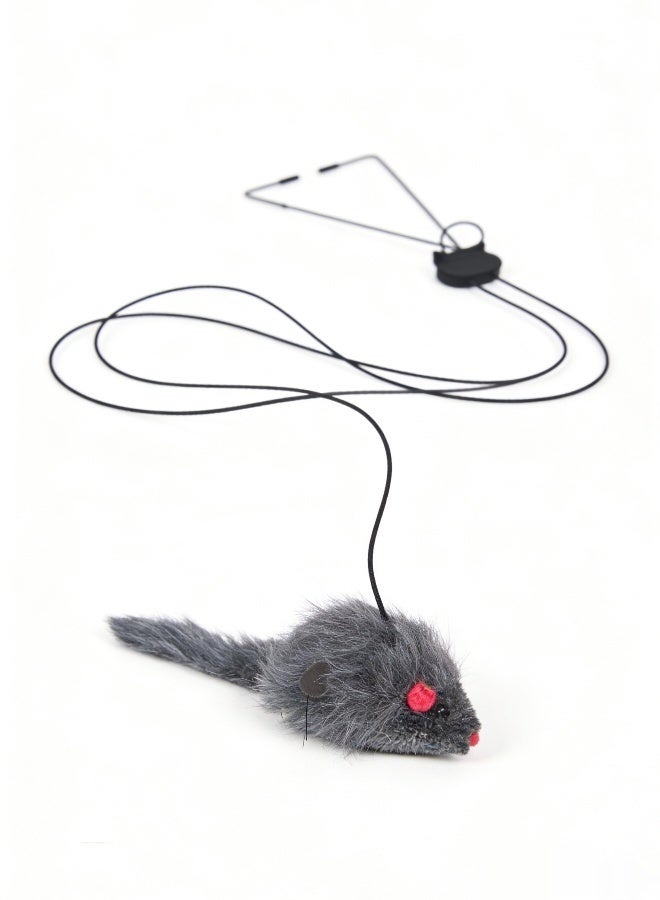 1 Pack Interactive Cat Feather Toys Retractable Teaser Toy Hanging Interactive Toys for Indoor Cats Kitten Play Chase Exercise Kitten Mental Exercise Toys Grey Mouse - Image 1