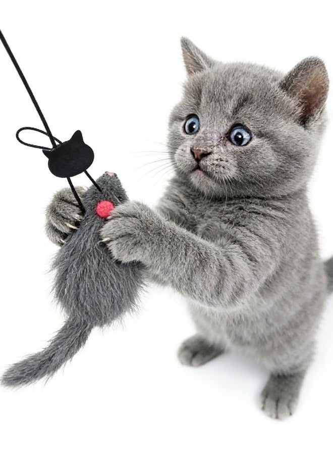 1 Pack Interactive Cat Feather Toys Retractable Teaser Toy Hanging Interactive Toys for Indoor Cats Kitten Play Chase Exercise Kitten Mental Exercise Toys Grey Mouse - Image 5