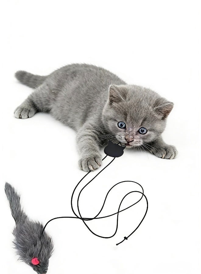 1 Pack Interactive Cat Feather Toys Retractable Teaser Toy Hanging Interactive Toys for Indoor Cats Kitten Play Chase Exercise Kitten Mental Exercise Toys Grey Mouse - Image 4