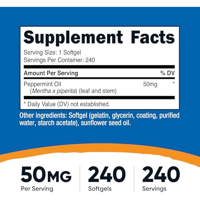 Nutricost Peppermint Oil Softgels (240 SFG) (50 MG) - Gluten Free, Third Party Tested and GMO Free - Image 2