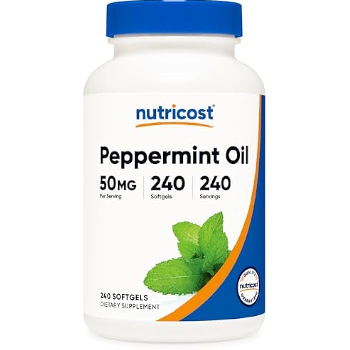 Nutricost Peppermint Oil Softgels (240 SFG) (50 MG) - Gluten Free, Third Party Tested and GMO Free - Image 1