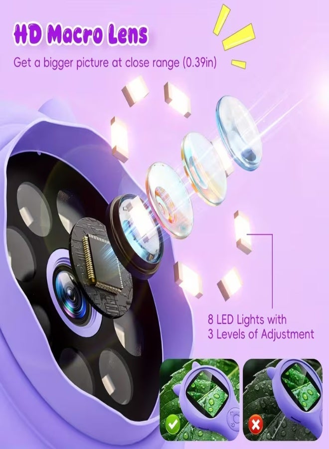 ميكروسكوب رقمي محمول للأطفال – عدسة مكبرة 500× بحجم الجيب، شاشة IPS بحجم 2 بوصة، مصابيح LED، لعبة تعليمية STEM، تصوير الصور والفيديو، مثالي للأطفال من 3–12 سنة، هدية عيد ميلاد أو العودة إلى المدرسة - Image 2