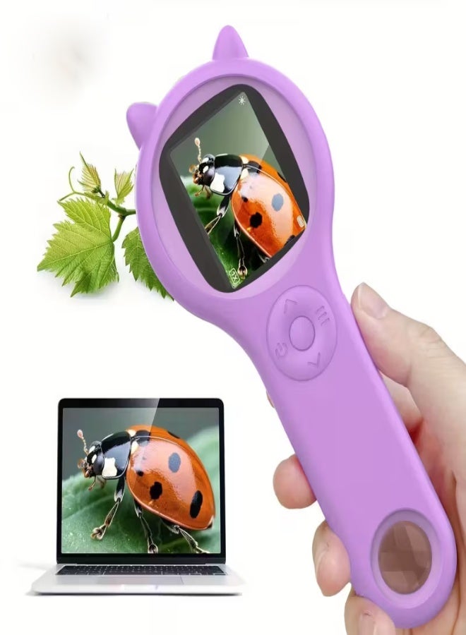 ميكروسكوب رقمي محمول للأطفال – عدسة مكبرة 500× بحجم الجيب، شاشة IPS بحجم 2 بوصة، مصابيح LED، لعبة تعليمية STEM، تصوير الصور والفيديو، مثالي للأطفال من 3–12 سنة، هدية عيد ميلاد أو العودة إلى المدرسة - Image 1