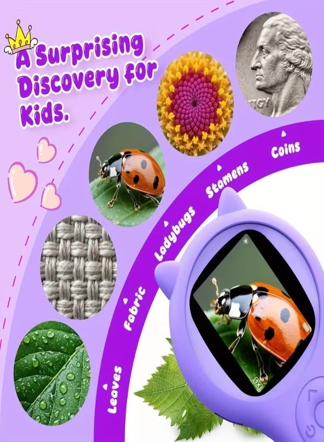 ميكروسكوب رقمي محمول للأطفال – عدسة مكبرة 500× بحجم الجيب، شاشة IPS بحجم 2 بوصة، مصابيح LED، لعبة تعليمية STEM، تصوير الصور والفيديو، مثالي للأطفال من 3–12 سنة، هدية عيد ميلاد أو العودة إلى المدرسة - Image 5