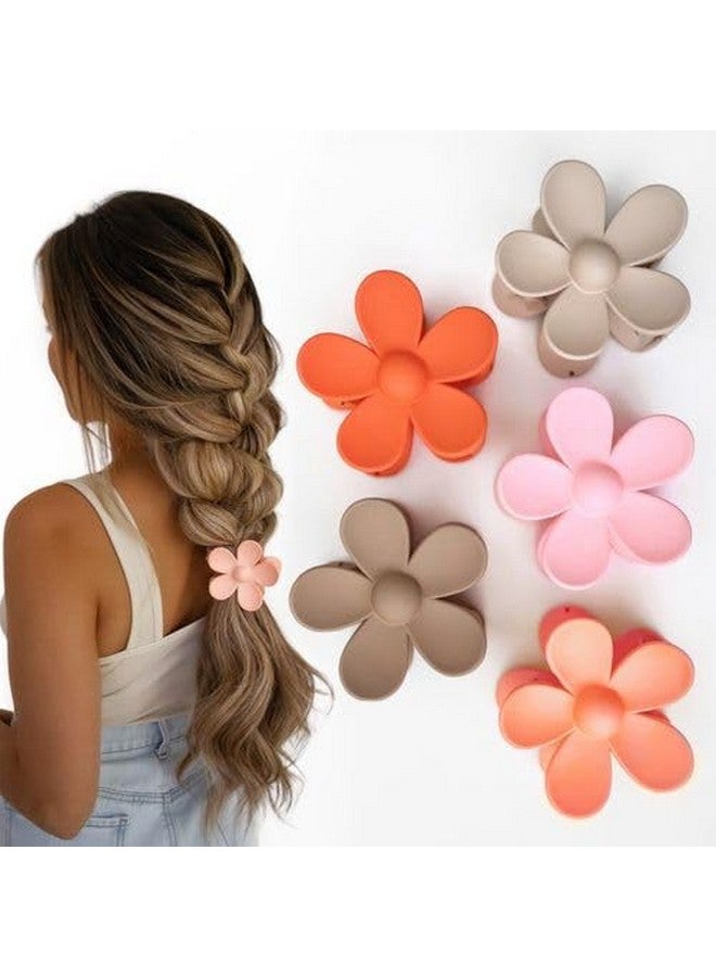 QUILBOOL Flower Claw Clips Large Jaw Clips for Women Girls Thick Hair 12 Colors Matte Big Clips Non Slip Strong Hold Hair Catch Clips Barrettes Headwear Accessories for Thin Hair - 6pc, Multicolor. - Image 1