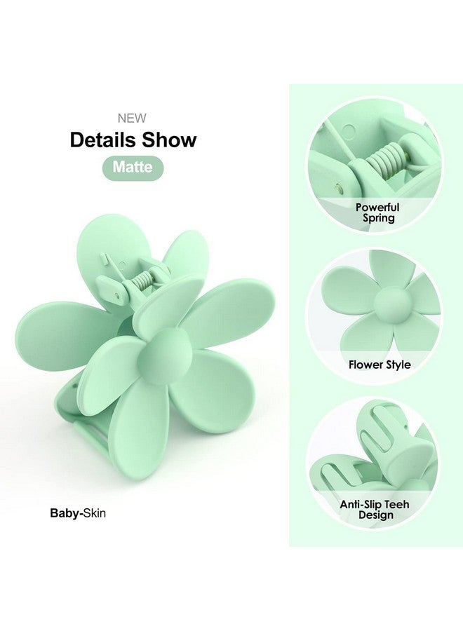 QUILBOOL Flower Claw Clips Large Jaw Clips for Women Girls Thick Hair 12 Colors Matte Big Clips Non Slip Strong Hold Hair Catch Clips Barrettes Headwear Accessories for Thin Hair - 6pc, Multicolor. - Image 3