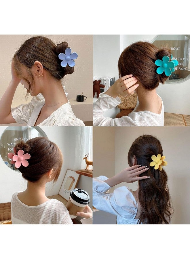 QUILBOOL Flower Claw Clips Large Jaw Clips for Women Girls Thick Hair 12 Colors Matte Big Clips Non Slip Strong Hold Hair Catch Clips Barrettes Headwear Accessories for Thin Hair - 6pc, Multicolor. - Image 5