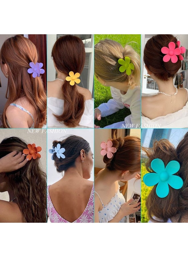 QUILBOOL Flower Claw Clips Large Jaw Clips for Women Girls Thick Hair 12 Colors Matte Big Clips Non Slip Strong Hold Hair Catch Clips Barrettes Headwear Accessories for Thin Hair - 6pc, Multicolor. - Image 4