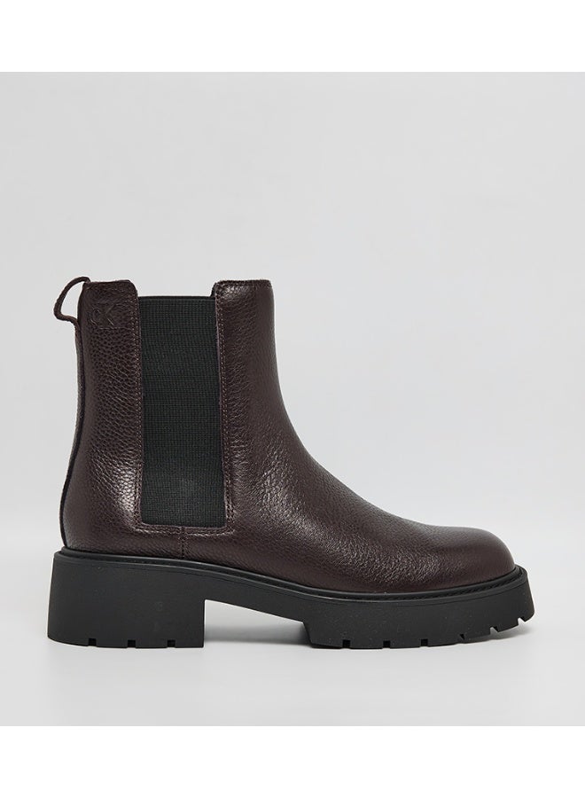 Calvin Klein Jeans Leather Chunky Square Toe Chelsea Boots - Image 1