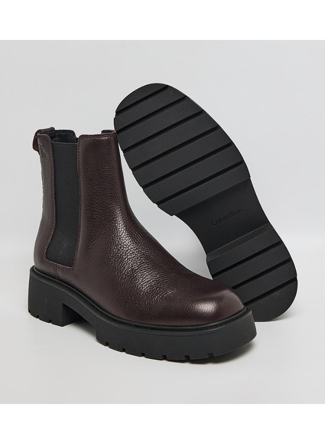Calvin Klein Jeans Leather Chunky Square Toe Chelsea Boots - Image 5