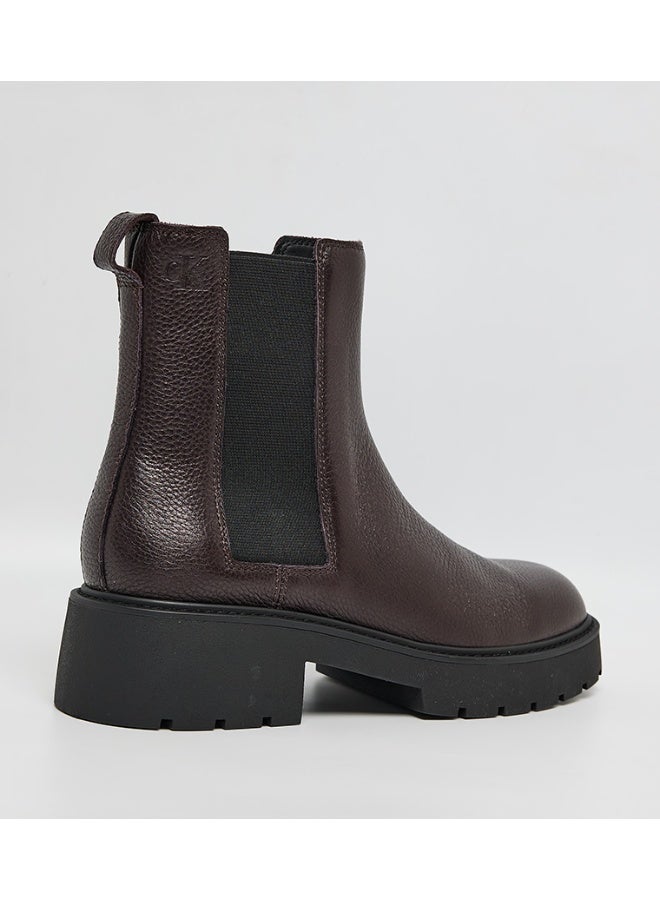 Calvin Klein Jeans Leather Chunky Square Toe Chelsea Boots - Image 3