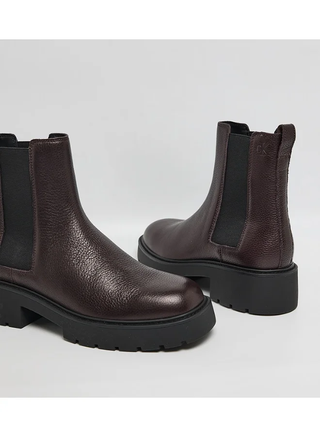 Calvin Klein Jeans  Leather Chunky Square Toe Chelsea Boots for Women | Best Price UAE