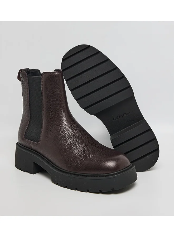 Calvin Klein Jeans  Leather Chunky Square Toe Chelsea Boots for Women | Best Price UAE