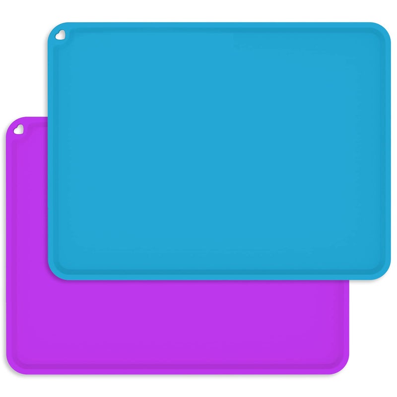 Goldleaf Kids Placemats Silicone Baby Placemats for Kids Toddler Children Reusable NonSlip Table Mats Baby Food Mats for Restaurant 2 Pack PurpleBlue