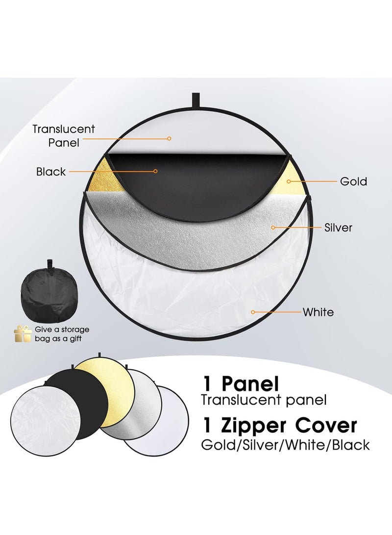لينلي عاكس ضوء ناشر 5 في 1 قابل للطي متعدد الأقراص مع حقيبة مقاس 42 بوصة/80 سم - Image 3
