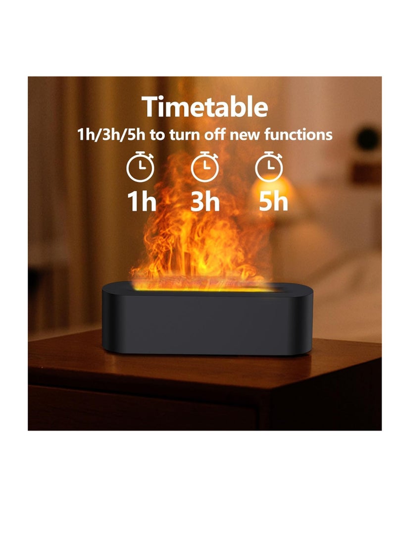 3D Flame Lamp Humidifier 3 in-1 Aromatherapy Diffuser with 7 Color Lights Timer Electric Fire Diffuser Essential Oil Diffusers Mini Air Humidifier Gift for Home Bedroom Offices Decor-Black