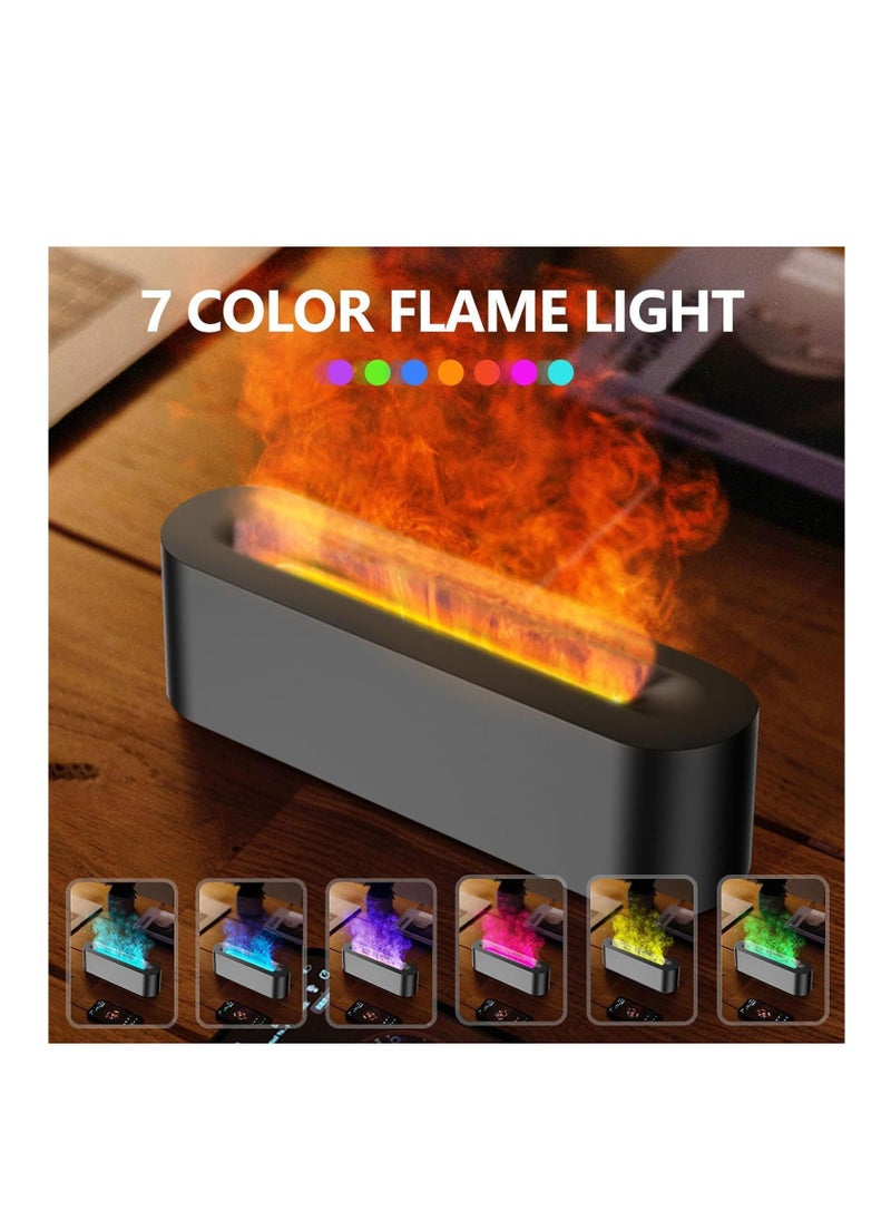 3D Flame Lamp Humidifier 3 in-1 Aromatherapy Diffuser with 7 Color Lights Timer Electric Fire Diffuser Essential Oil Diffusers Mini Air Humidifier Gift for Home Bedroom Offices Decor-Black