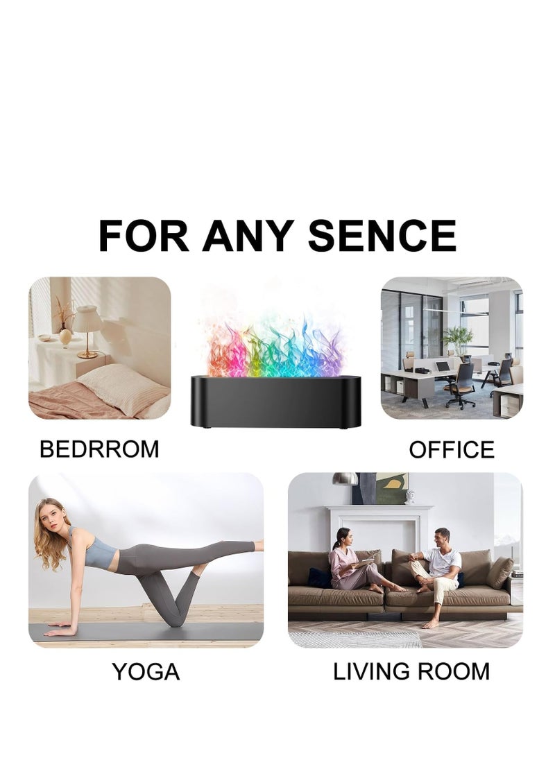 3D Flame Lamp Humidifier 3 in-1 Aromatherapy Diffuser with 7 Color Lights Timer Electric Fire Diffuser Essential Oil Diffusers Mini Air Humidifier Gift for Home Bedroom Offices Decor-Black