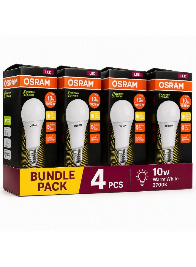 OSRAM Lamps LED Light Bulb, 10 W, Warm White, Pack of 4 - Image 1