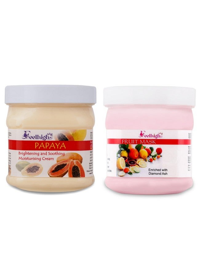FEELHIGH Combo Papaya Face Cream 500ml with Natural Papaya Extract and Fruit Face Mask 500ml Pack of 2 for Men and Women - Image 1