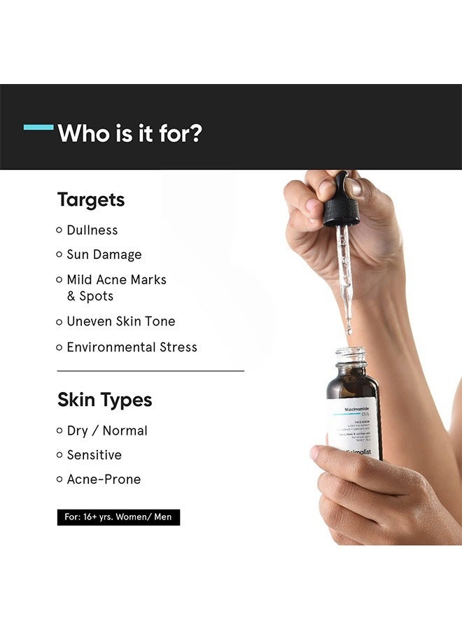 Minimalist 5% Niacinamide Face Serum for Clear Glowing Skin | With 1% Hyaluronic Acid for Hydration | Pore Minimizer for Face | Clears Acne Marks & Blemishes | For Women & Men | 1 Fl Oz / 30 ml - Image 3